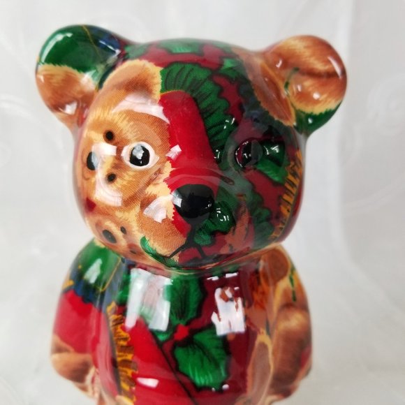 Joan Baker Porcelain Patchwork Teddy Bear Figurine - Picture 2 of 10